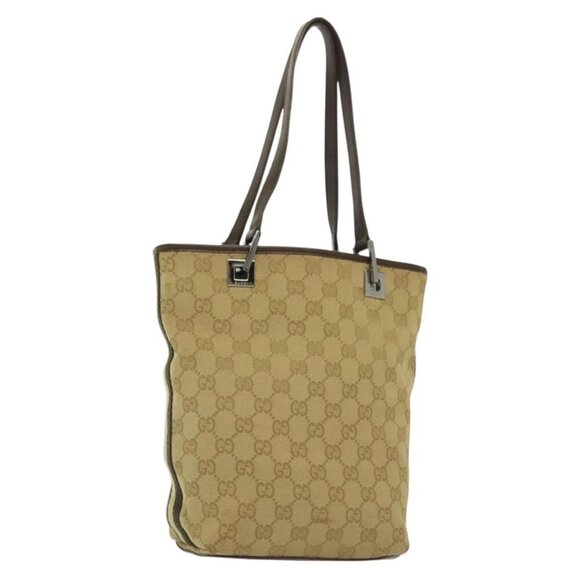 GUCCI GG Canvas Tote Bag Beige Silver 31244 Auth 137427 - Picture 1 of 16
